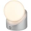 BRILONER - Mini lampada da tavolo a LED senza fili IP54 con touch, lampada comodino, dimmerabile, batteria ricaricabile e sorgente luminosa intercambiabile, lampada da esterno, 10x8x9 cm, cromo opaco