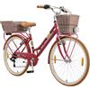 BIKESTAR Bici da Città Citybike in Alluminio 26 | 7 velocità Shimano Bici Retro Vintage Donna con Campanello, Cestino, Luce e riflettori | Viola