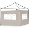 Sekey 2 Pareti Laterali con Finestra per 3x3m Gazebo Pieghevole, Impermeabile, Senza Cerniera, Taupe