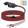 RIIEYOCA Cavo di Prolunga per Presa Accendisigari 12V/24V, Presa Accendisigari Femmina per Auto a Cavo Terminale O Ring con Copertura Impermeabile e Fusibile 20A per Auto, Barche, ecc. (3M)