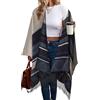 breezy lane Poncho da donna stampato scialle avvolge aperto davanti lavorato a maglia Ruana mantello oversize cardigan coperta per autunno inverno, Blu Navy Geometrico, Taglia unica