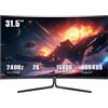 TITAN ARMY C32C1S monitor gaming da 31,5 pollici, risoluzione 2K, frequenza di aggiornamento 240 Hz, curvatura 1500R