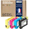 COMETE CONSOMMABLE COMETE - 603XL - 4 Cartucce d'Inchiostro Compatibili con Epson 603 XL Stella Marina -per Epson wf 2810 per XP 2100 xp 2105 WF 2810 DWF (1 Nero 1 Ciano 1 Magenta 1 Giallo)