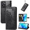 Fertuo Cover per OPPO A57 4G / A57S / A77 4G, Custodia Portafoglio a Libro in Pelle Flip Cover con Porta Carte, Chiusura Magnetica [Disegni di Mandala] Case Antiurto per OPPO A57 4G, Nero