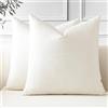 JOTOM Set di 2 federe quadrate per cuscini 40 x 40 cm, in lino, color crema, decorative, per divano, soggiorno, letto (panna), DMBKHUK0108