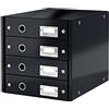 Leitz Click & Store Cassettiera a 4 Cassetti Pieghevole, Organizer per Riporre Documenti, Cataloghi e Riviste in Formato A4, Adatta per Casa e Ufficio, Nero, 60494095
