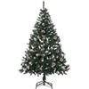 HOMCOM Albero di Natale Artificiale Innevato 150cm con 676 Rami e Pigne, Apertura Automatica e Base Pieghevole, Verde