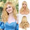 FENYW Parrucche lunghe bionde, parrucche ondulate lunghe 60 cm, con frangia, parrucche ondulate sintetiche naturali, parrucche bionde, resistenti al calore, sintetiche per donne, cosplay, feste,