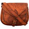 Fatto a mano Borsa messenger vintage in pura pelle di capra marrone naturale cucita a mano...