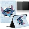 nurkorki Tablet Cover per Samsung Galaxy Tab S7 FE 12,4 SM-T970/T975/Tab S8+ 2022 SM-X800/X806/Tab S7 Plus, Custodia con Kawaii Stitch Modello Holder Flip Case in pelle PU con Supporto Antiurto TPU Cover, 05