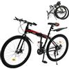 biusgiyeny Bicicletta pieghevole mountain bike freno a disco bicicletta 26 21 marce MTB nero+Rosso mountain bike pieghevole adulto pieghevole bici