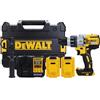 DEWALT DCD996P2-QW Trapano Avvitatore a Percussione, 3 velocità, 5.0 Ah, Motore Brushless, con Doppia Batteria in Valigetta, 18 V, 2