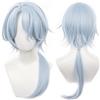 maysuwell Parrucca Cosplay Amine Game Capelli Blu Lunghi e Lisci con Coda di Cavallo e Frangia per Donne Halloween, Comic Con, Spettacoli Cosplay