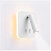 uksunvi Applique LED, applique da lettura da comodino, e-book da parete LED 12 W, faretto orientabile (3 W + 9 W 3000 K luce calda) bianca(quadrato)