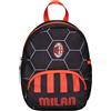 A.C. Milan Zaino Asilo Small, Calcio, Nero Rosso - Tasche Laterali Porta Borraccia, Tasca Frontale, Zainetto Asilo Bambino - Zaino Scuola Kid