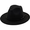 UTOWO Cappello Fedora-Hat classico Rancher Panama Jazz con fibbia per cintura, nero, 7-7 1/4