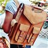 Fatto a mano Zaino borsa in vera pelle di capra 19" zaino vintage laptop semplice vero mes...