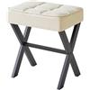 IBUYKE Sgabello quadrato per trucco con poggiapiedi a X, poggiapiedi in lino, sgabello ottomano, multiuso, per camera da letto, soggiorno, lino, L/G-70Y