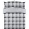 Dreamscene Set di biancheria da letto con copripiumino e federa, in pile super morbido e soffice, motivo scozzese, a quadri, grigio, argento, antracite, matrimoniale