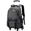 Amythe Zaino Trolley per Ragazzi, Zainetto Uomo da Viaggio con Carrello e Maniglia Telescopica, Zaini Scuola per Elementare Medie e Superiori, 6 Ruote, Elegante e Impermeabile, Nero