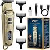 VGR Regolabarba elettrico da uomo, ricaricabile tramite USB, batteria da 240 min, lame in ceramica, 7000 giri/min, tagliacapelli senza fili, per la cura professionale di barba corta, collo, basette,