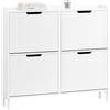 SoBuy Scarpiera Salvaspazio Slim da Ingresso Mobile Portascarpe con 4 Ante a Ribalta Regolabili in Legno Armadio Scarpiera Alta e Stretta per Corridoio, 100x19x91 cm，Bianco, FSR177-L-W