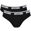 MOSCHINO Set da 2 Slip da Uomo Neri con Banda Elastica logata, S