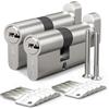 Bwintech 2 pz 35T/35mm Euro Cilindro in Ottone, 70mm Pomello/Chiave a Barile con 10 Chiavi Orizzontali in Ottone,Antipicking, Anti-perforazione, Anti-scatto, Anti-urto,Finitura in nichel satinato