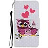 VQWQ Custodia Compatible with Samsung Galaxy A20S - Portafoglio Custodia in PU Pelle Pittura Colorata Con Cordino Caso Libro Antiurto Flip Wallet Cover per Samsung Galaxy A20S [Gatto] -Gufo