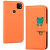 Rosbtib Custodia per Xiaomi Redmi 9C/ Poco C31, Premium Pelle PU Portafoglio con Magnetica Supporto Flip Cover a Libro Case Redmi 9C/ Poco C31 - Rana Arancione