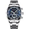 CURREN Relogio Masculino - Orologio da uomo con cronografo sportivo in acciaio inossidabile, Argento blu, Bracciale