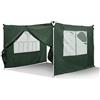 LEMROE Pannelli laterali per gazebo, 3 x 3 m, impermeabili, 210D, ricambio con cerniere e finestre trasparenti per gazebo da giardino (verde, 3 × 3 m)