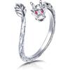 Qings Anello Animal Drago/Dinosauro/Gatto/Uccello Fiore Argento Sterling 925 Anello Animal Aperto Regolabile con Zironi Regali di Compleanno per Donne