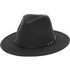 EOZY Cappello Fedora classico da uomo, a tesa larga, cappello piatto a punta, cappello Panama Fedora, in feltro piatto e panno di lana, per feste in spiaggia e per uso quotidiano Nero 7-7 1/4