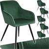 TecTake® Set 6 Sedie Sala da Pranzo Effetto Velluto, Sedie Soggiorno con Morbida Imbottitura, Seduta Ergonomica, Poltrone Velluto Versatili, Sedie Design Moderno - Verde Scuro/Nero