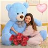 MorisMos Orso Peluche Gigante Blu 150cm, XXL Giganti Orsacchiotto Orsetto di Peluche Grande Morbido Kawaii, Carino Regalo San Valentino per Lei Fidanzata Donna Bambini Ragazza Compleanno