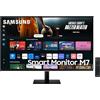 Samsung Smart Monitor M7 Nero - 32 - Lastra VA, UHD 4K (3840 x 2160), 60Hz, 4ms, Inclinabile, 2 HDMI (2.0), USB-C (65W), 3 USB-A, Smart TV, Gaming Hub, LS32DM700UUXEN