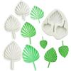 ZOOMPIL Stampo in Silicone Foglia, 4pcs Stampo Silicone Foglia di Palma, Fondant Mold Foglie Tropicali con Foglie di Ventaglio per Cioccolato Fondente Torta Gelatina Dolci Dessert