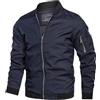 Jinsha Uomo Primavera-Autunno Casual Bomber Leggero Jacket Classica Cotone Softshell Cappotto Sottile Sportiva All'Aperto Collo da Baseball Estivo Giacca Militare Comodo Varsity Giubbotto Blu 2XL