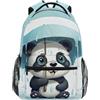 OWFKAY Zaino per bambini per la scuola Panda con ombrello Daypack con targhetta nome, Multicolore, M