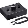 PROZOR Commutatore Audio Switch Bidirezionale da 3,5 mm Interruttore Audio 2 (1) IN-1 (2) OUT Volume Regolabile 3,5mm Jack Commutatore Audio Switch con Cavo da 3,5 mm per Computer TV Altoparlanti