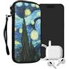 kwmobile Custodia in neoprene con zip per smartphone XXL - 7 - Astuccio portacellulare a sacchetto con cerniera - Borsa verticale - Notte Stellata blu/giallo