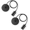 Vecys E27 Nero Lampada a Sospensione in Metallo, Portalampada a Sospensione con Cavo da 100 cm e Anello Vite, Porta Lampada da Soffitto per Bar, Caffetteria,Casa, Hotel(2 Pezzi)