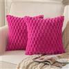 Mandioo 2 Pezzi Federe Cuscini Elegante Decorativi Copricuscini Boho Super Morbido Peluche Moderne velluto Divano Soggiorno Lusso Stile Camera da Letto 40 x 40 cm Rosa calda