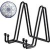 QMAHA Cavalletto Espositore Supporto Porta Piatti, 2 Pezzi Supporti Piatti da Esposizione - 6 Pollici Cavalletti per Tavolo, Espositori in Ferro per Piatto Decorativo/Foto/Cornice/Libri - Nero