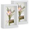 Anhow 3D Cornici per Foto 10x15 cm, Anhow 2 Pezzo Profonda 3 cm Cornice Foto con Foglio Vetroso Trasparente - Bianco/ 2 Pezzo