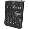 jindaaudio - Mixer audio professionale 4 canali, USB, Bluetooth, MP3, 48V alimentazione phantom stereo DJ studio streaming media FX reverb
