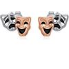 ONEFINITY Theatre Gifts - Orecchini a perno in argento Sterling con maschera comica, per donne e ragazze, Argento sterling, Zirconia cubica