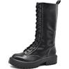 IF Fashion Scarpe Combat Anfibi Militari Stivali Alti da Donna Platform MP369-13 Nero N.38