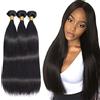 Evaxilc Extension Matassa Capelli Veri Tessitura Nera Brazilian Virgin Straight Human Hair Bundles Grade 8A Weave 3 Bundles Total 300g #1B Nero Naturale Color 26 28 30 Inch